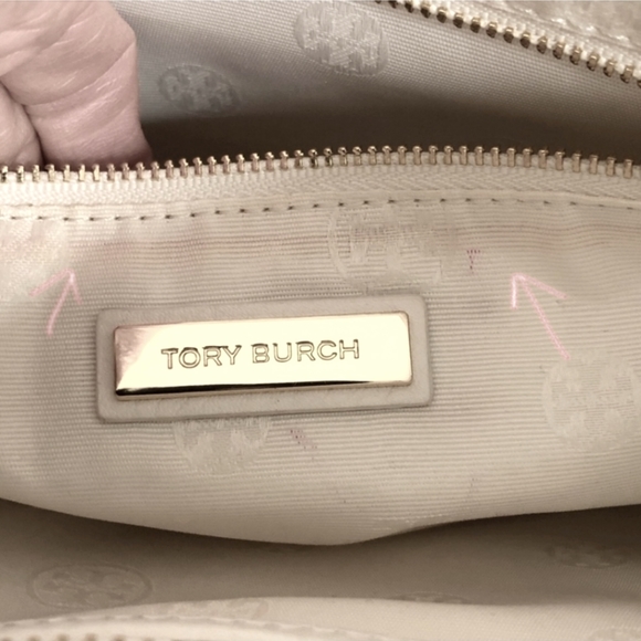 Tory Burch Britten Pebble Leather Small Slouchy Tote Gold Chain Handle - Picture 4 of 9